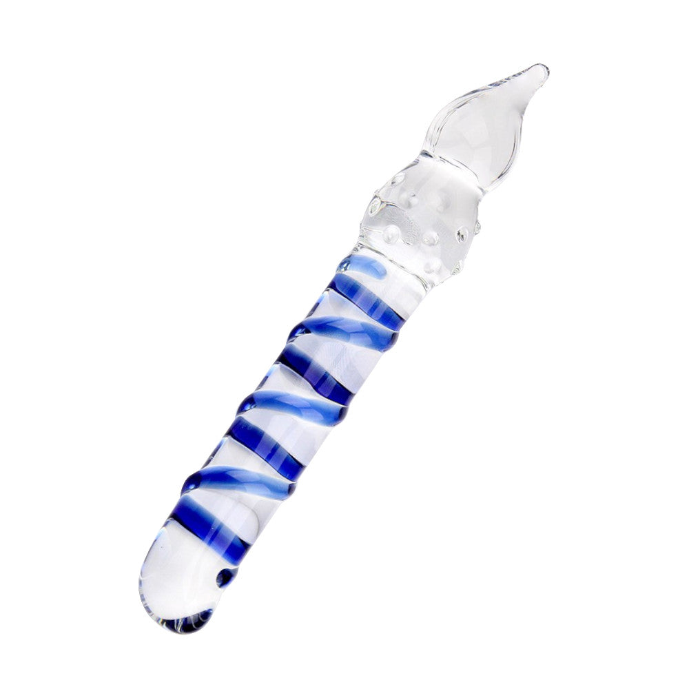 Mesmerizing Blue Ribbed Glass Dildo – Your Sensual Solace in Solitude