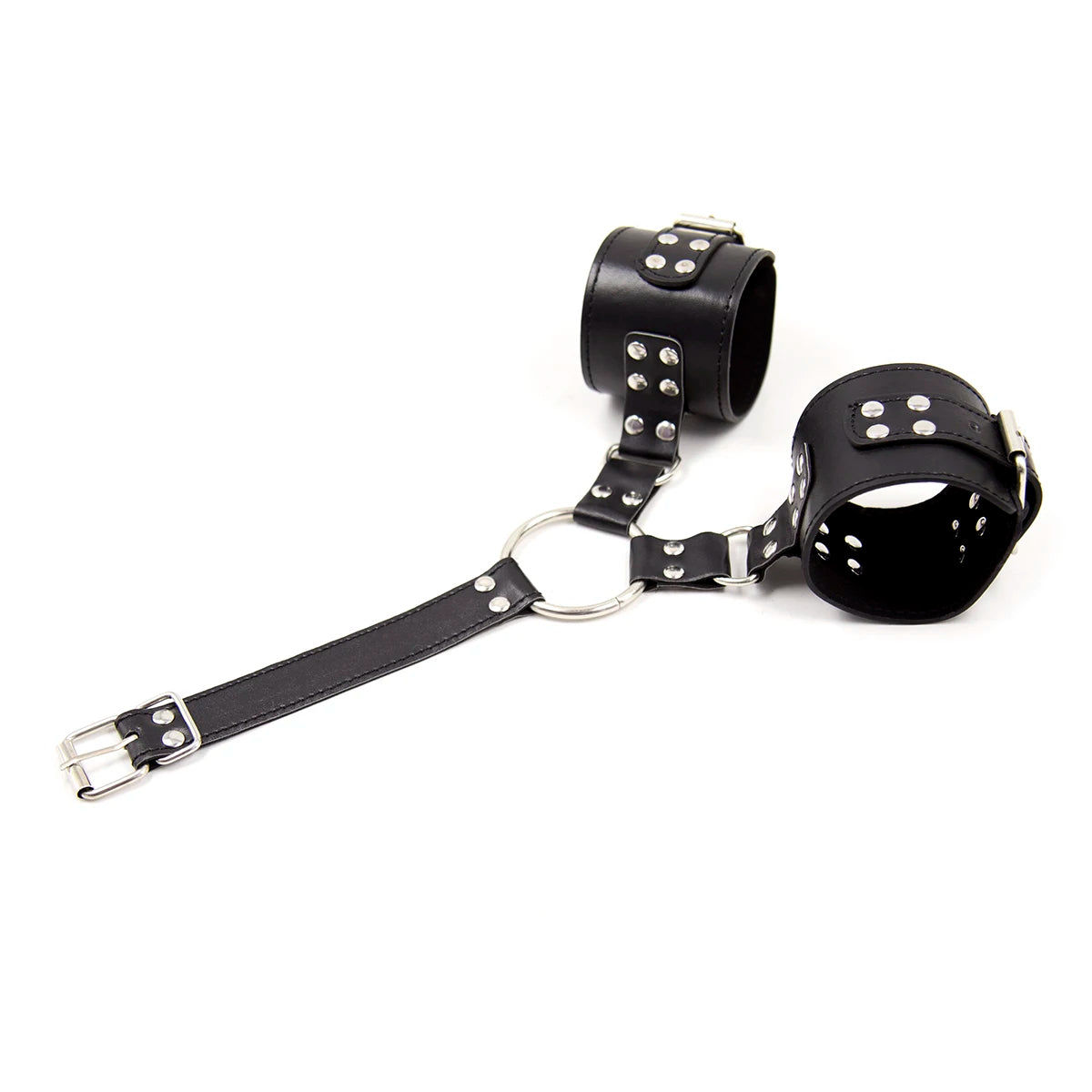 BDSM Neck to Wrist Bondage Restraints Kit – Adjustable Behind Back Handcuffs and Collar Adult Sex Toys for Women and Couples