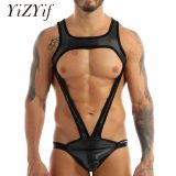 Men-s-Sexy-Strap-Underwear-Bodysuit-Bondage-Shiny-Metallic-Thong-Jockstrap-Singlet-Leotard-One-Piece-Body