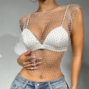Stunning Diamond Mesh Crop Top – Unleash Your Allure