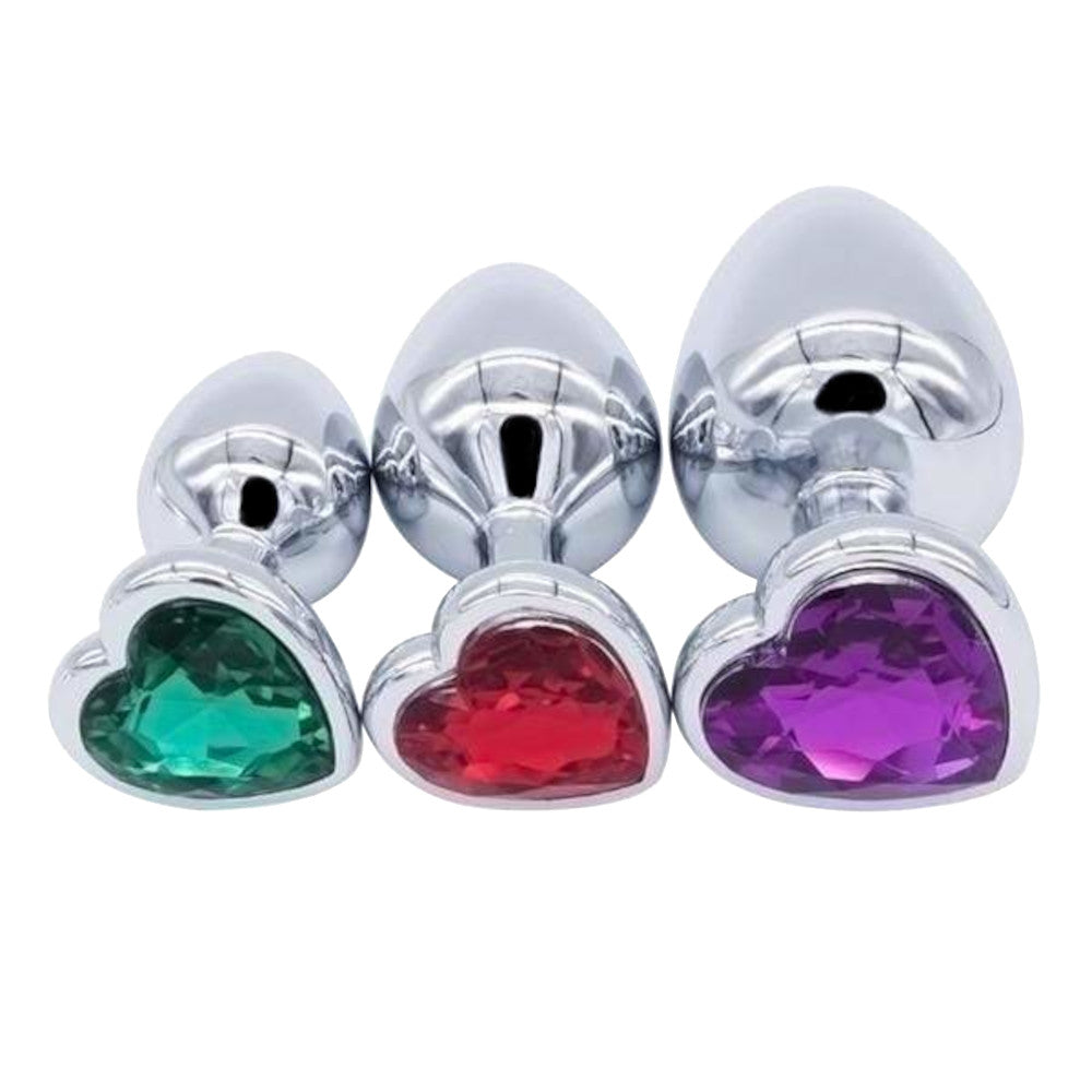 Jeweled Stainless Steel Anal Plug Set (3 Piece)
