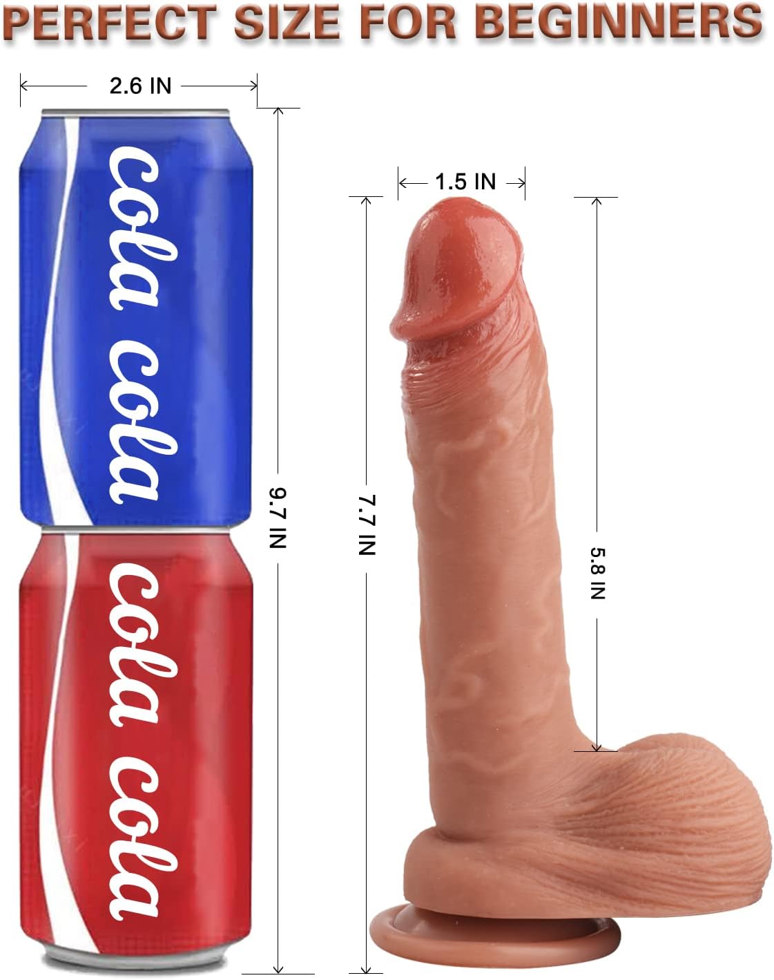 Realistic Dildo for Beginners Lifelike Huge Silicone Dildo, with Strong Suction Cup for Hands-Free Play, Realistic Penis for G-Spot Stimulation Dildos Anal Sex Toys for Women and Couple 7.7 “